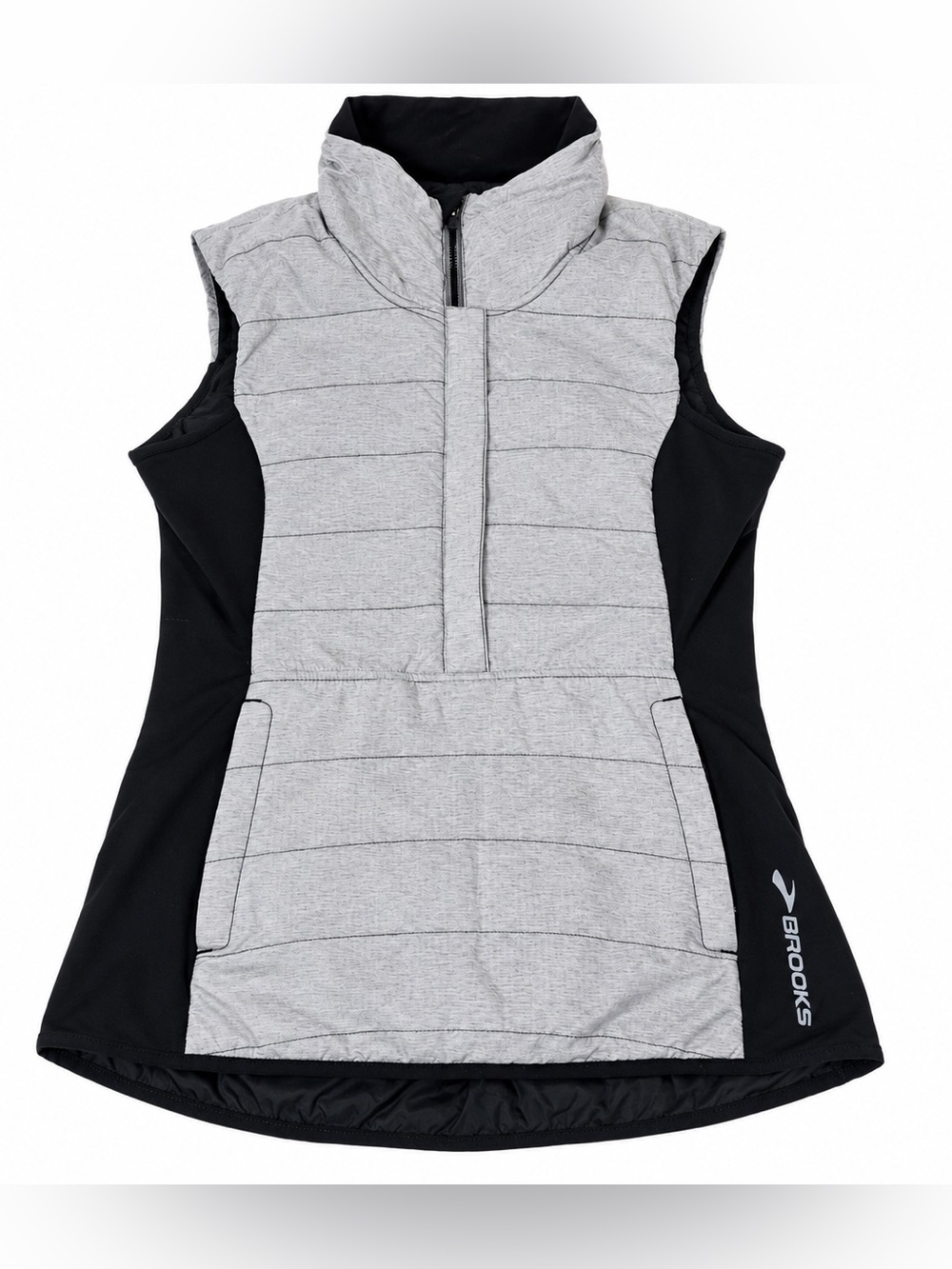 Brooks ThermoCool Running Vest Women size XS Gray Black Insulated Puffer